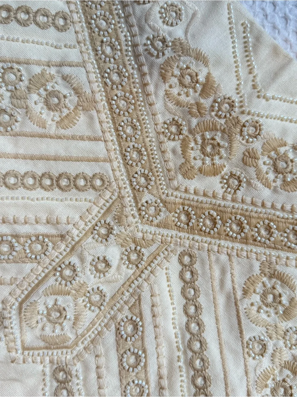 NWT | 12th Tribe | Del Sol Cream Beaded Micro Mini Skirt - Picture 4 of 5